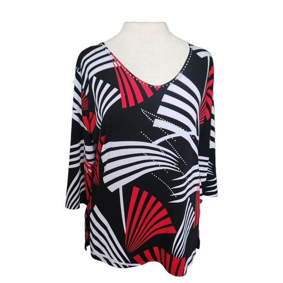 Valentina Tops - Valentina 3/4 Sleeve Embellished Blouse